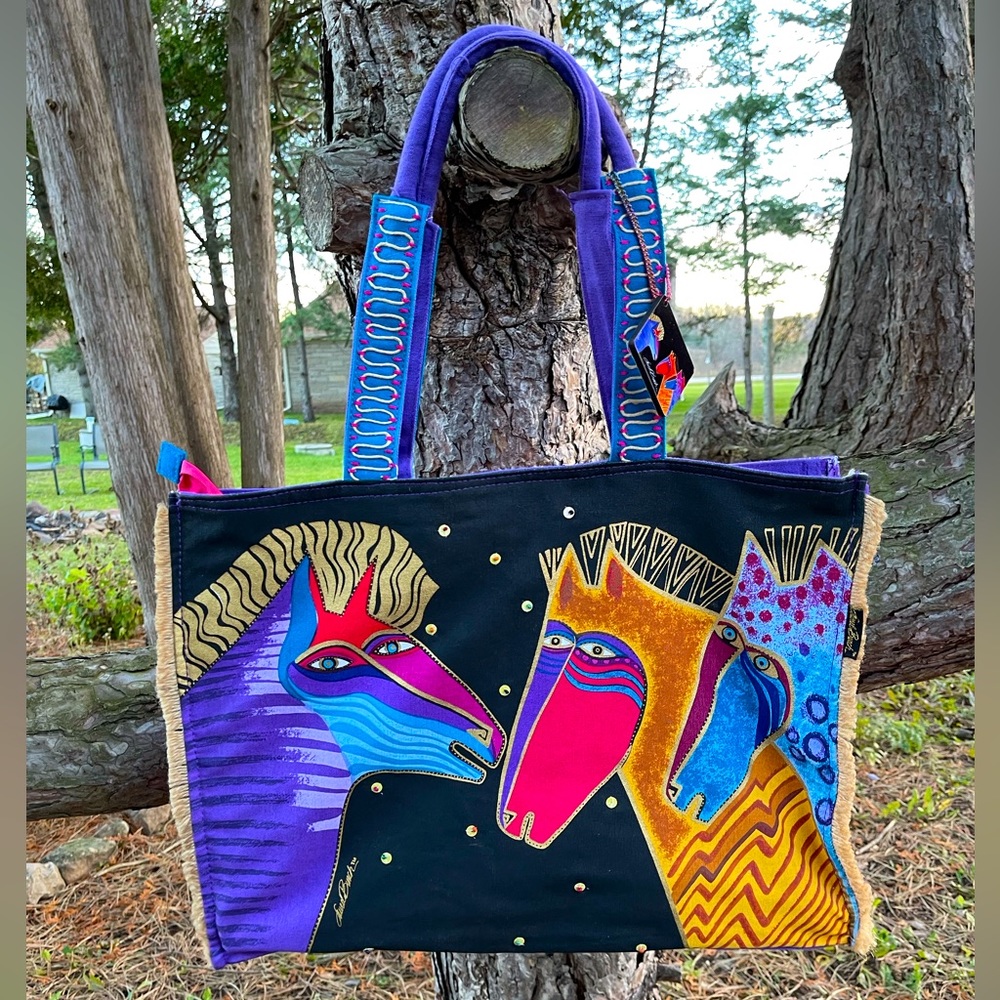 Laurel Burch Large Three Horse Tote Bag/Weekender